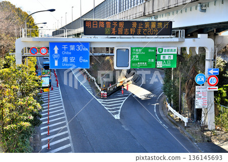 首都高速公路海灣線葛西入口附近（東京都江戶川區）[2026年2月] 136145693