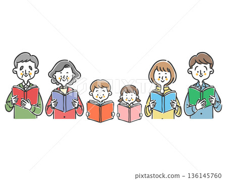 三代人一起讀書的向量 三代人一起讀書的向量 136145760