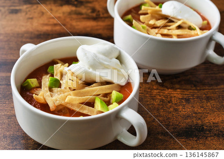 Sopa de Tortilla (Sopa Azteca) (Mexican cuisine) Sopa de Tortilla (Sopa Azteca) (Mexican cuisine) 136145867