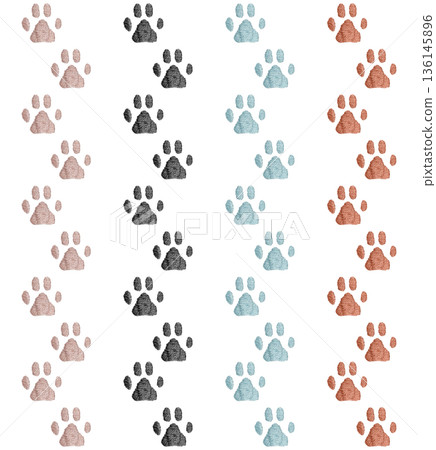 [Paw print line set] Hand embroidery illustration material 136145896