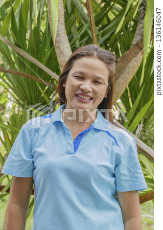 woman in tropical jungle 136146047