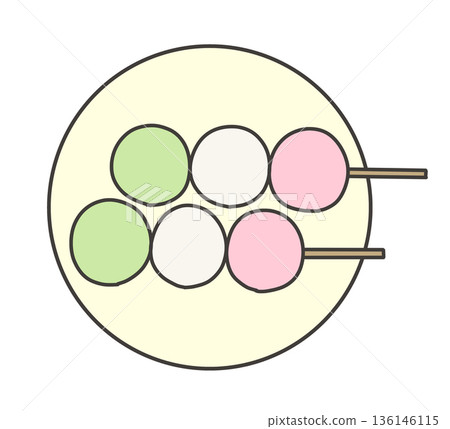 Illustration of two three-color dumplings 136146115