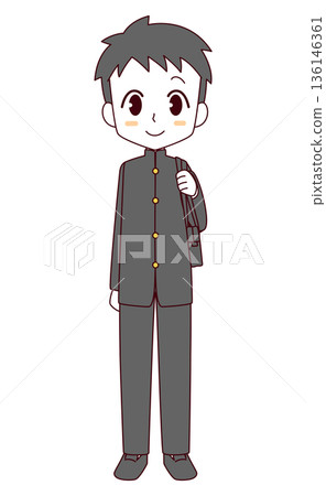 Illustration of a boy in a school uniform 136146361