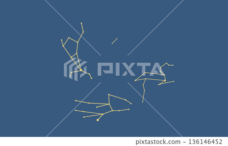 Spring diamond illustration (gold constellation lines) floating on a navy background 136146452