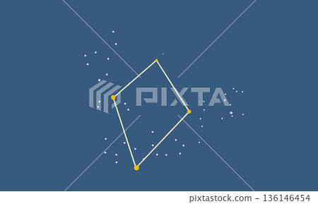 描繪春季鑽石漂浮在深藍色背景上的插圖（只有星星，沒有連接線，鑽石線條） 136146454