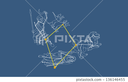 Illustration of spring diamonds floating on a navy background (with constellation pictures, constellation lines, and diamond lines) Illustration of spring diamonds floating on a navy background (with constellation pictures, constellation lines, and diamond lines) 136146455