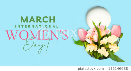 Flowers arranged to celebrate International Womens Day in March Flowers arranged to celebrate International Womens Day in March 136146688