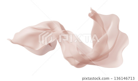 Sheer beige brown fabric flutters in the wind isolated on white background transparent cloth 3D render Sheer beige brown fabric flutters in the wind isolated on white background transparent cloth 3D render 136146713