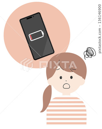 一位年輕女子遇到麻煩，她的智慧型手機快沒電了。 136146900