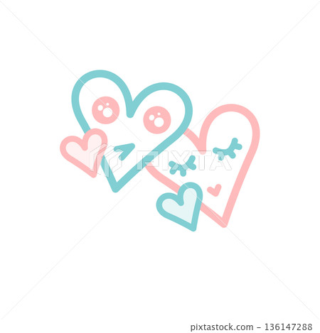 Simple and cute heart color illustration 136147288