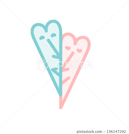 Simple and cute heart color illustration 136147292