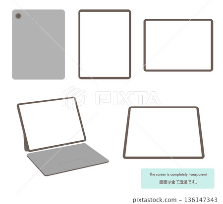 Simple illustration set of iPad mockup Simple illustration set of iPad mockup 136147343