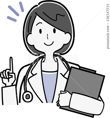 圖解：一位女醫生提出想法或建議 136147533