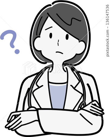 思考中的女醫生插圖 思考中的女醫生插圖 136147536