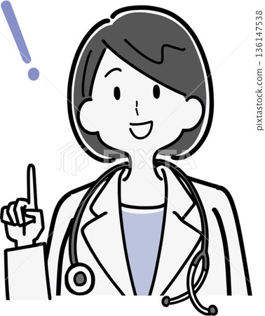 圖解:一位女醫生提出想法或建議 圖解:一位女醫生提出想法或建議 136147538