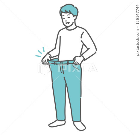 圖:一位成功節食並穿上寬鬆褲子的男士(減肥、縮小尺寸、健康) 圖:一位成功節食並穿上寬鬆褲子的男士(減肥、縮小尺寸、健康) 136147744