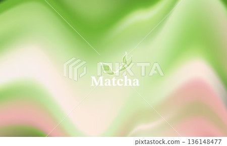 Abstract matcha green tea background with soft liquid waves and leaf logo. Green organic texture for healthy drink, zen wellness, tea ceremony, cosmetic packaging and nature product banner design. Abstract matcha green tea background with soft liquid waves and leaf logo. Green organic texture for healthy drink, zen wellness, tea ceremony, cosmetic packaging and nature product banner design. 136148477