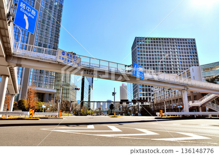 從豐洲二丁目人行天橋附近眺望豐洲站（東京都江東區）[2026年2月] 136148776