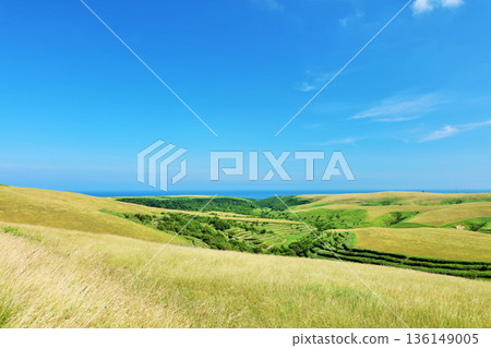 Hokkaido summer blue sky scenery from Soya Hills 136149005