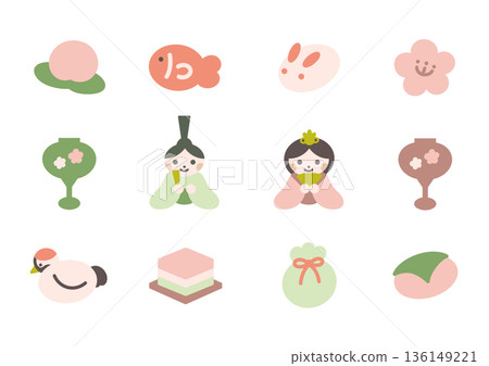 為女兒節(女孩節)準備的可愛插畫集 為女兒節(女孩節)準備的可愛插畫集 136149221
