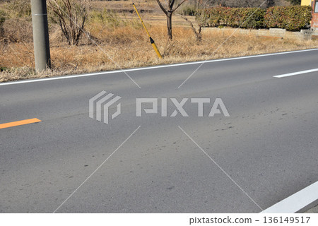 Center line between the yellow solid line and the white dashed line Center line between the yellow solid line and the white dashed line 136149517