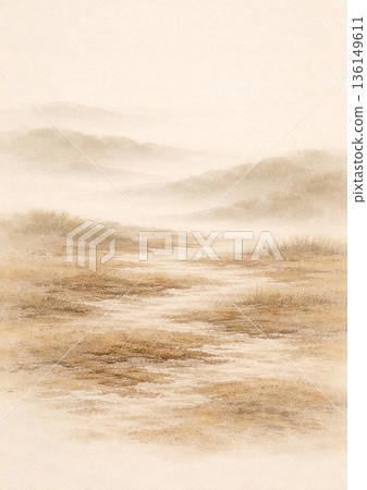 Grassland scenery during snow melt 136149611
