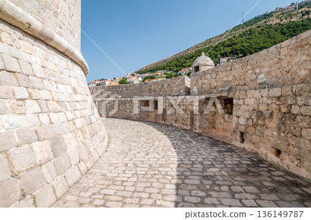 Minceta tower, Dubrovnik Croatia - view of inner part of famous tower. Dubrovnik city walls. Known from TV series as House of Undying. UNESCO heritage 136149787