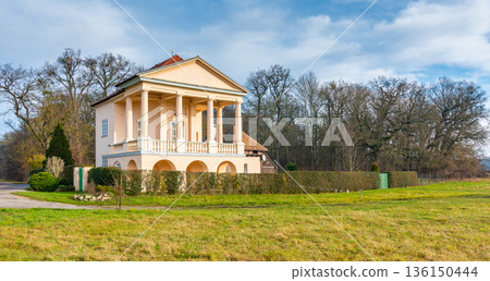 Hunting Lodge. Former Liechtenstein summer residence, Lednice-Valtice Area. Czech Republic, South Moravia region near the Lednice castle. Hunting Lodge. Former Liechtenstein summer residence, Lednice-Valtice Area. Czech Republic, South Moravia region near the Lednice castle. 136150444