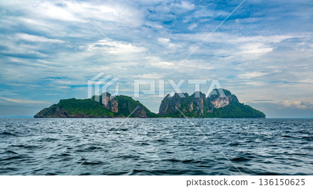 Panoramic view of Mosquito island, Thailand, Ko Phi Phi islands. 136150625