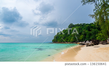 View of Bamboo island, Ko Phi Phi, Thailand. Tropical island, concept of summer vacation in paradise. 136150641