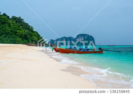 View of Bamboo island, Ko Phi Phi, Thailand. Tropical island, concept of summer vacation in paradise. View of Bamboo island, Ko Phi Phi, Thailand. Tropical island, concept of summer vacation in paradise. 136150645