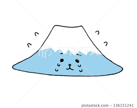 一幅可愛的富士山哭泣的插圖，表情憂傷 136151241