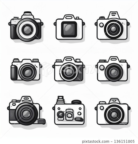 單眼相機簡易圖示集(攝影、向量圖) 單眼相機簡易圖示集(攝影、向量圖) 136151805
