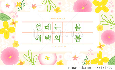 Spring template with beautiful flower. Text Translation "flutter spring, benefit spring" Spring template with beautiful flower. Text Translation "flutter spring, benefit spring" 136151899