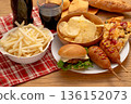 Image of a snack plate with a lot of carbohydrates and fats 136152073