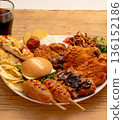Meal scenes that mainly involve fried foods and high fat content 136152186