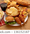 Meal scenes that mainly involve fried foods and high fat content 136152187