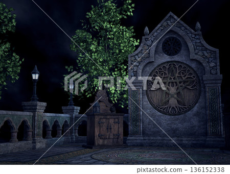 3D Mystical Gothic Ancient Stone Shrine 3D Mystical Gothic Ancient Stone Shrine 136152338