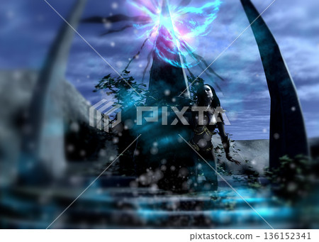 3D Mystical Sorceress Casting Ancient Magic 3D Mystical Sorceress Casting Ancient Magic 136152341
