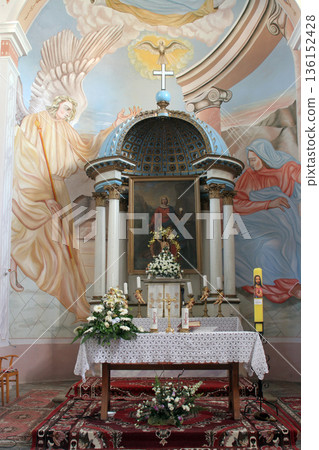 Main altar in the Church of Saint Barbara in Carevdar, Croatia 136152428