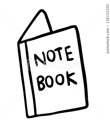 Hand drawn outline of notebook for colouring book, decoration, book reader lover, sticker, patch, print, office workers, writing, back to school, kids and children, leisure, hobbies, department store Hand drawn outline of notebook for colouring book, decoration, book reader lover, sticker, patch, print, office workers, writing, back to school, kids and children, leisure, hobbies, department store 136152503