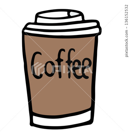 Hand drawn takeaway cup of hot coffee for cafe, restaurant, drink menu, workloads, decoration, office workers, cafe hopping, weekdays, weekends, stickers, caffeine, grocery shopping, fridge magnet Hand drawn takeaway cup of hot coffee for cafe, restaurant, drink menu, workloads, decoration, office workers, cafe hopping, weekdays, weekends, stickers, caffeine, grocery shopping, fridge magnet 136152532