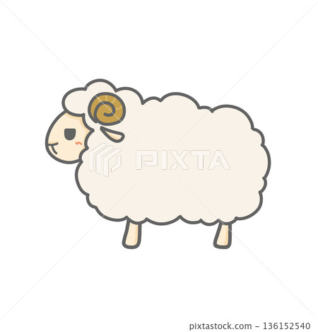 Illustration of a cute sheep with curly horns Illustration of a cute sheep with curly horns 136152540