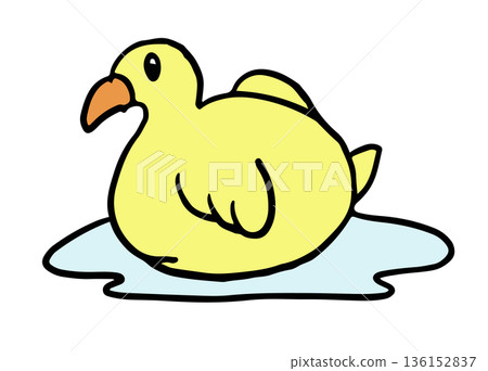 Hand drawn illustrations of duck in lake for animal, zoo, souvenir shop, cartoon character, comic, mascot, cute patch, shirt print, sticker, plush toy, kid doll, trip, travel, vacation, vet, icon 136152837
