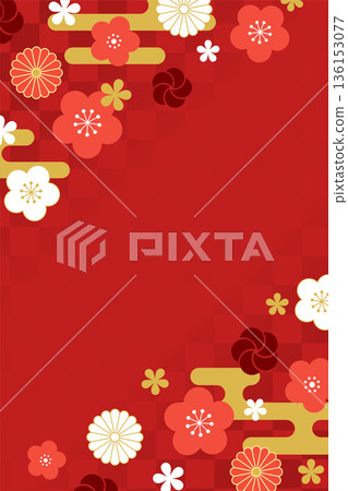 日式花卉背景_向量圖 136153077