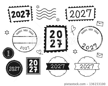 簡約印章式材質套裝,印有2027年字樣,黑色。 簡約印章式材質套裝,印有2027年字樣,黑色。 136153100