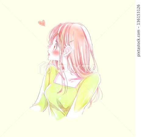 驚訝的戀愛中的女人，側臉 136153126