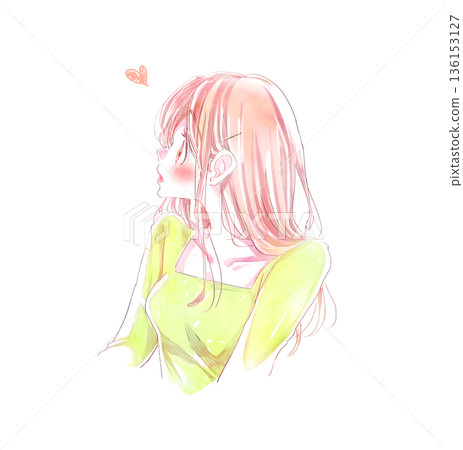驚訝的戀愛中的女人，側臉 136153127