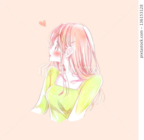 Surprised woman in love, profile 136153128