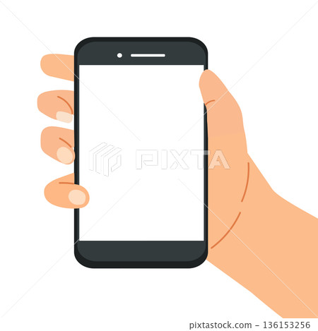 Hand Holding Smartphone in Modern Use Hand Holding Smartphone in Modern Use 136153256